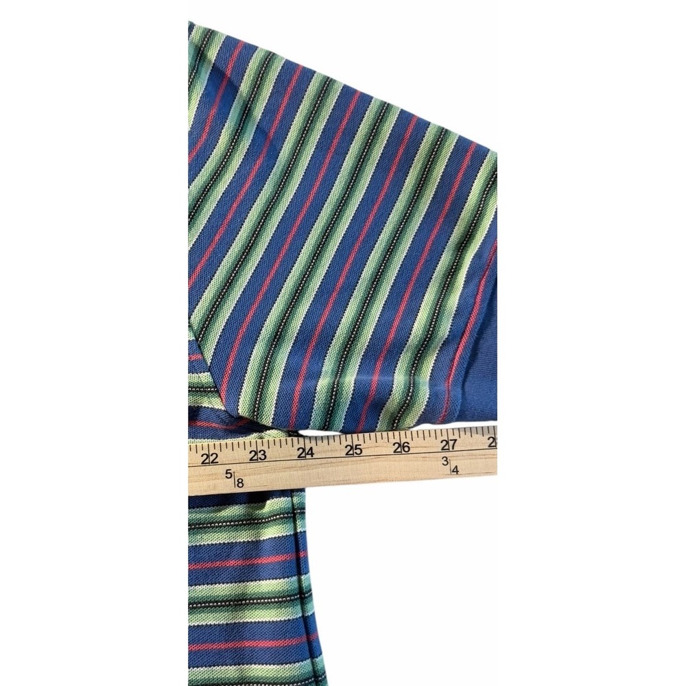 WORBLE XL  Strikeout Blue, Red & Green Stripe Polo Shirt Y2k Men's - Picture 7 of 9